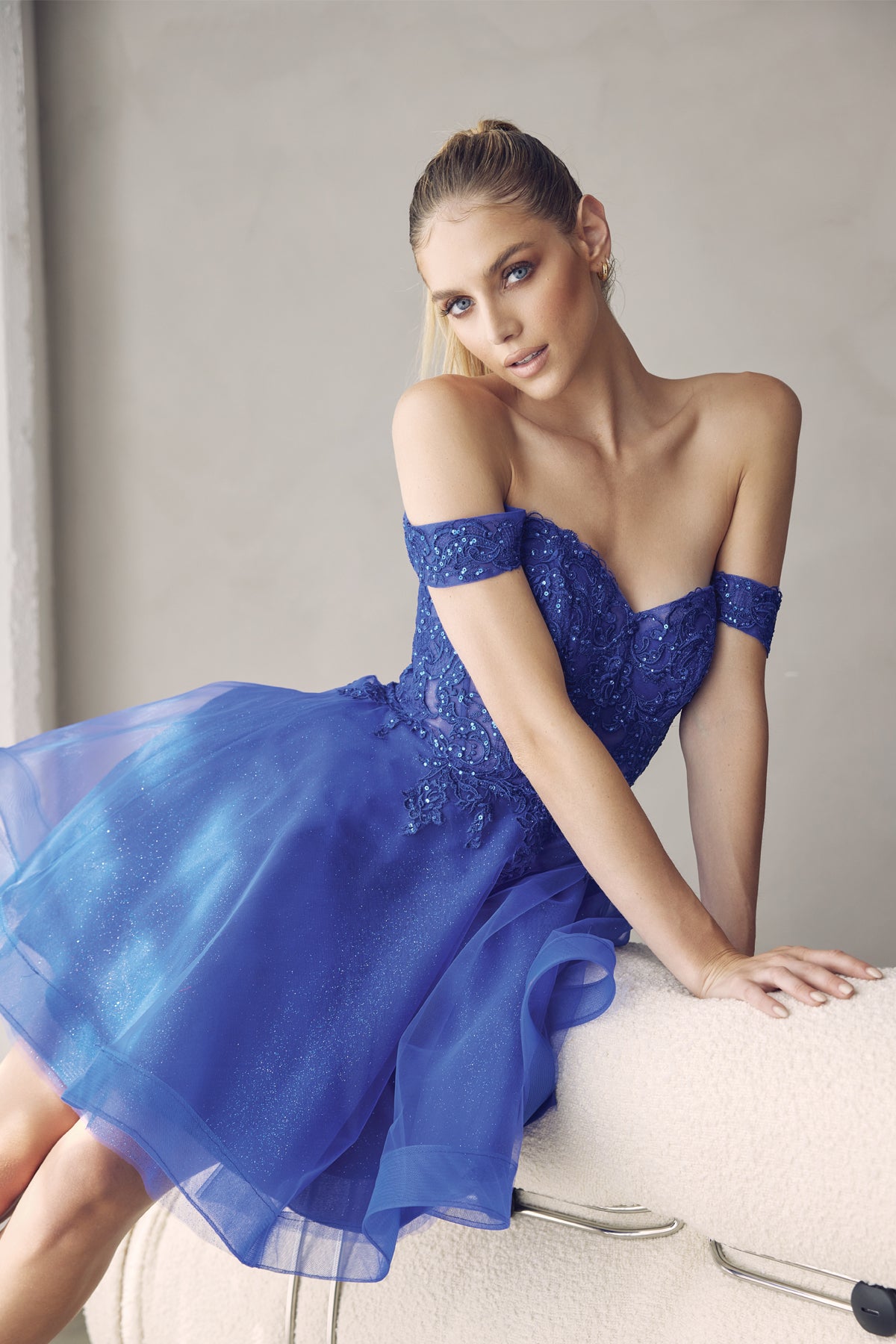 Juliet JT880 Glitter Homecoming Short A Line Dress