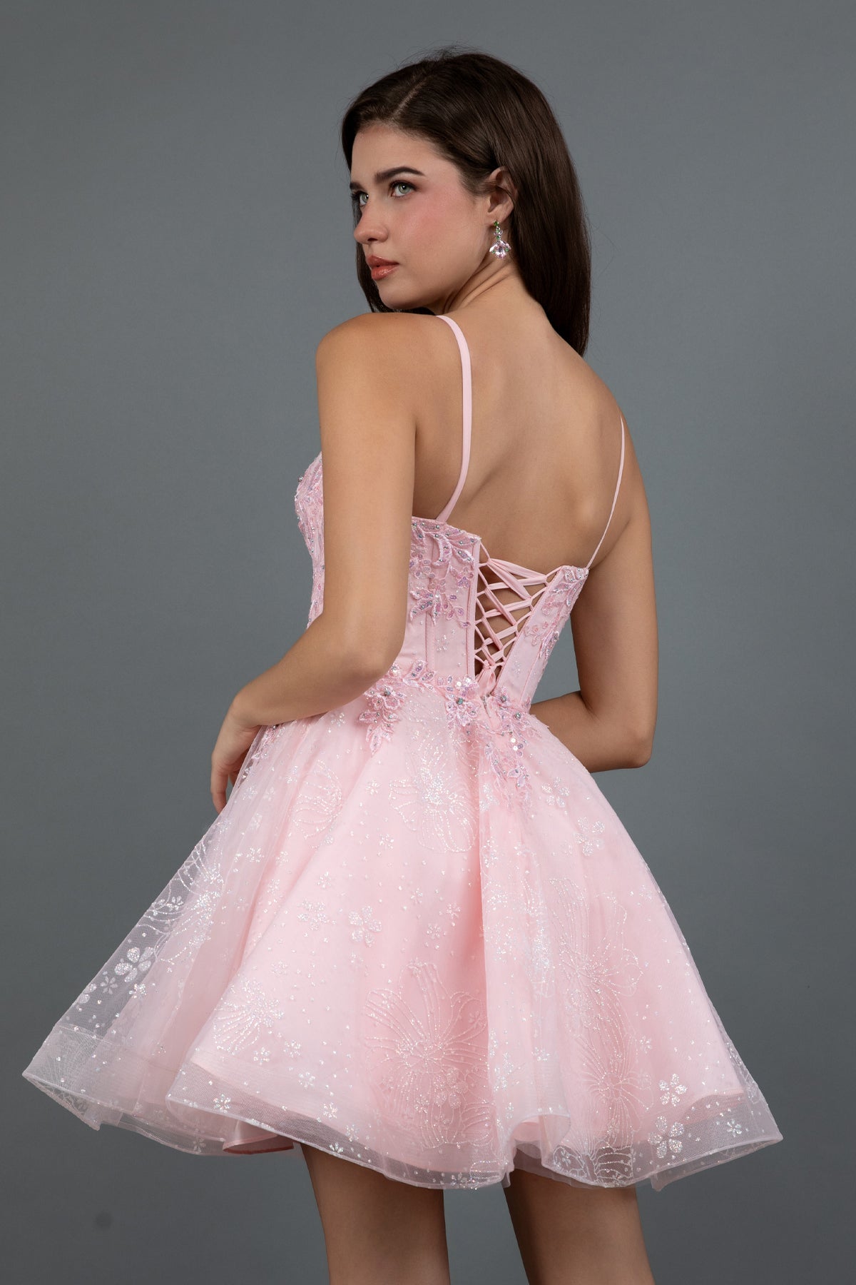 Cocktail Dresses A Line Short Cocktail Floral Glitter Dress Blush