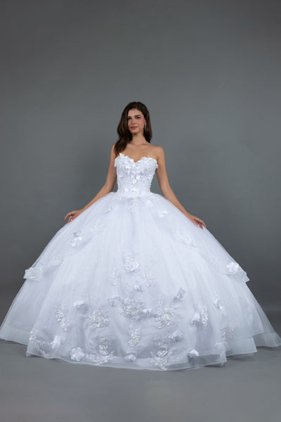 White Juliet JT1495HW Long Ball Gown Sweet 16 Floral Quinceanera