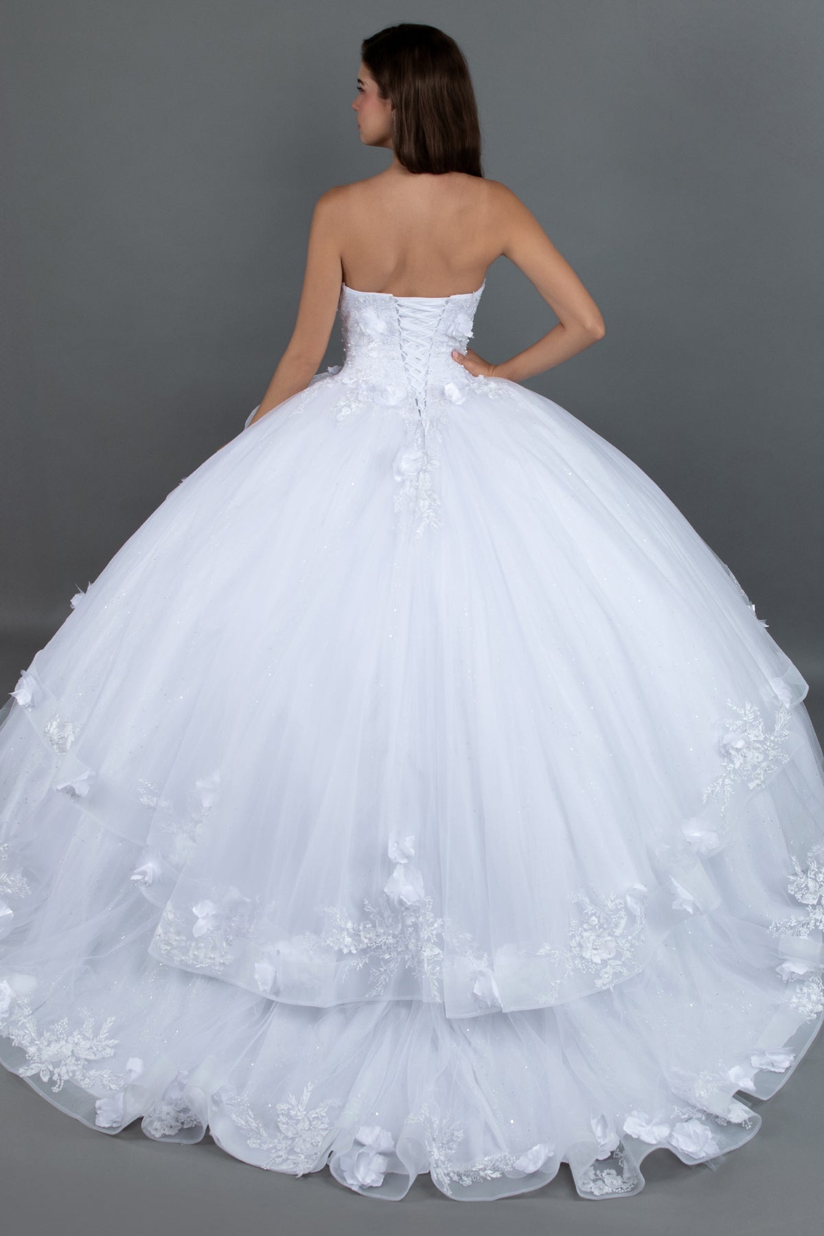 Juliet JT1495HW Long Ball Gown Sweet 16 Floral Quinceanera Dress