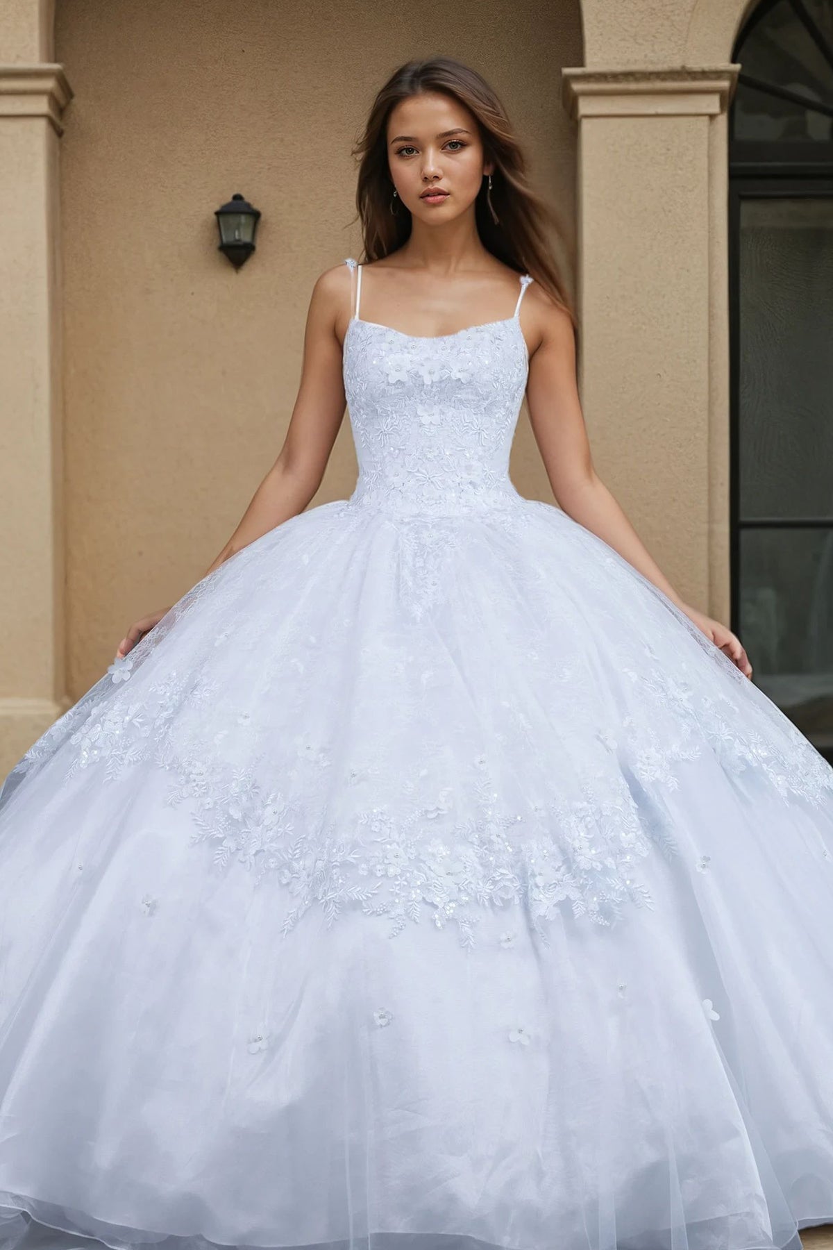 Juliet T1496HW Ball Gown Long 3D Floral Quinceanera Dress
