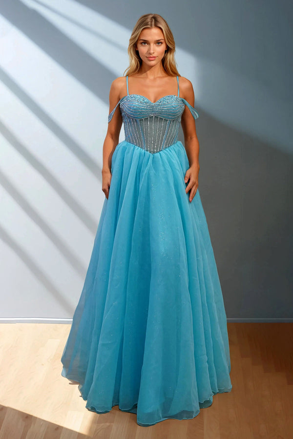 Strapless Floor-Length Corset Satin Gown with Flowing Skirt and High Slit Prom Dress Juliet JT2665S