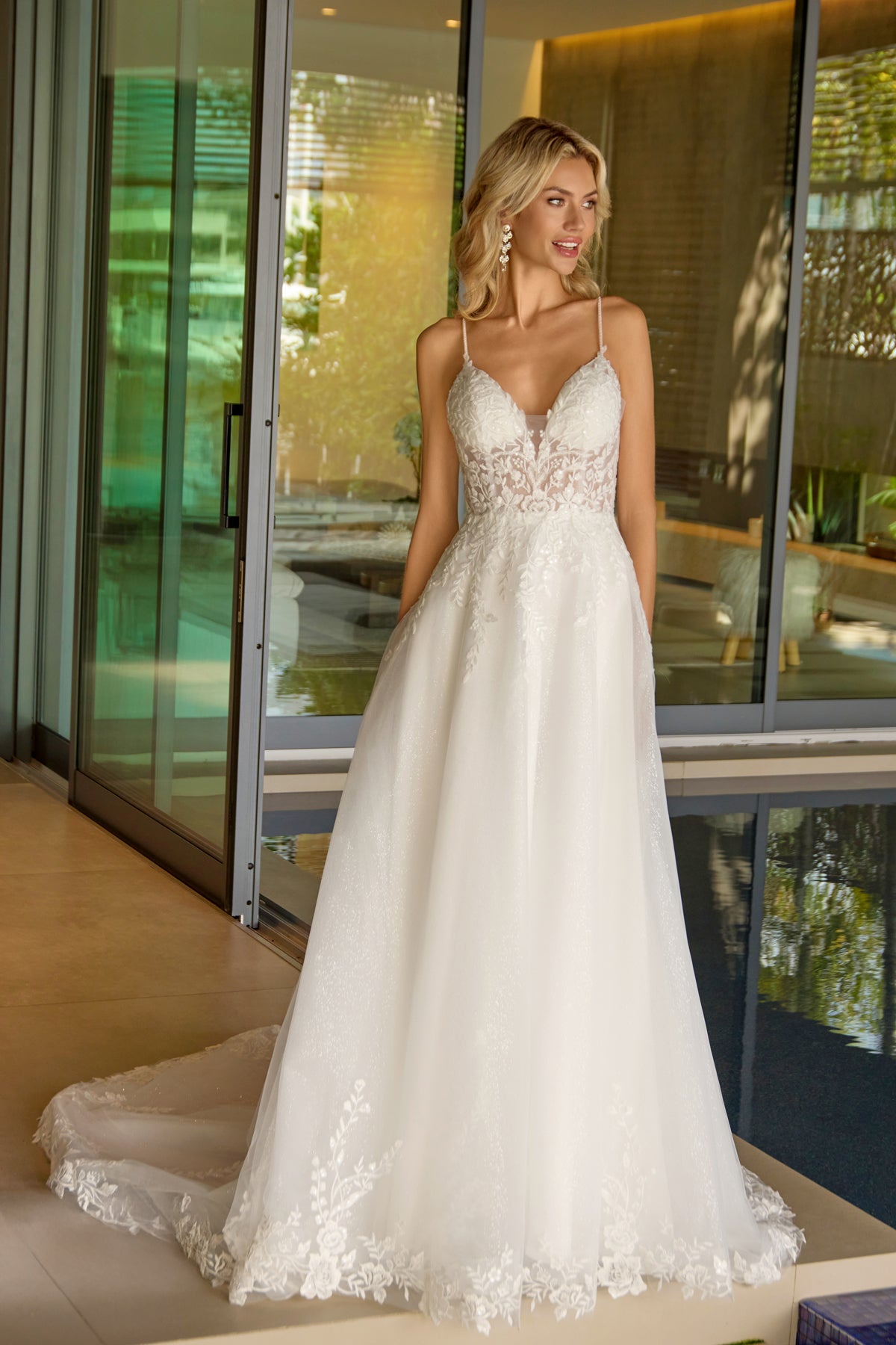 Wedding Dresses Long A Line Lace Bridal Wedding Dress Juliet JT2633LW Off White