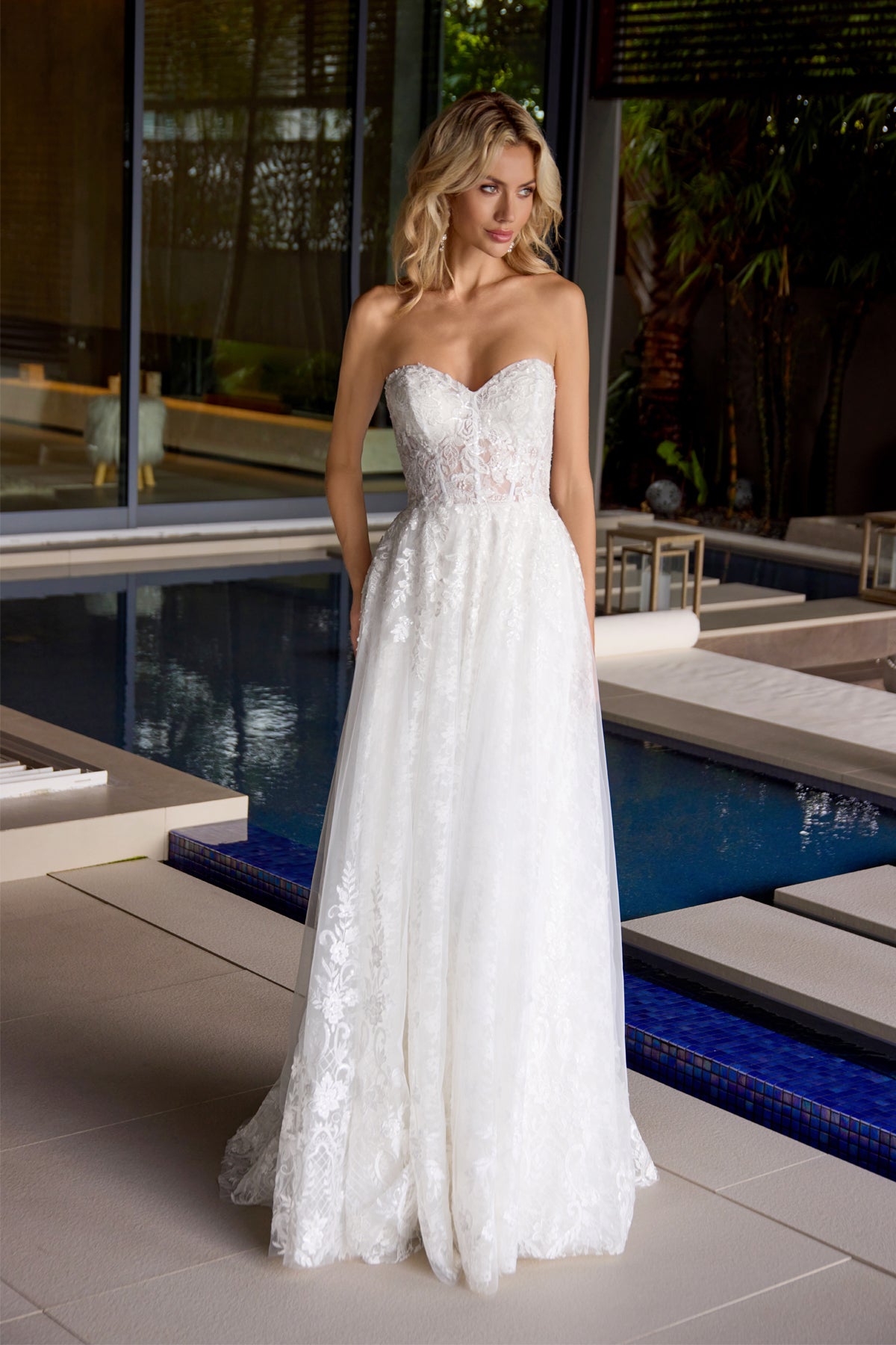Lace Long Corset Ball Gown Wedding Dress Juliet JT2670SW - Off White / 12 Lace Long Corset Ball Gown Wedding Dress Juliet JT2670SW - Off White / 12