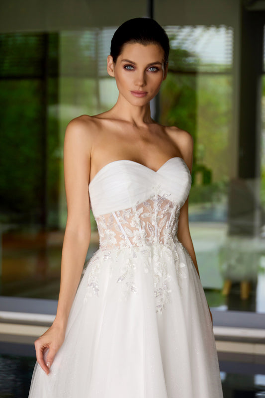 Wedding Dresses Long Lace Bridal Wedding Dress Juliet JT2702AW Off White