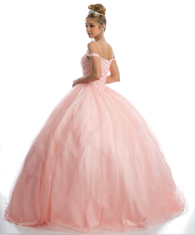 Quinceniera Dresses Long Beaded Ball Gown Quinceanera Dress Juliet JT1426 Blush