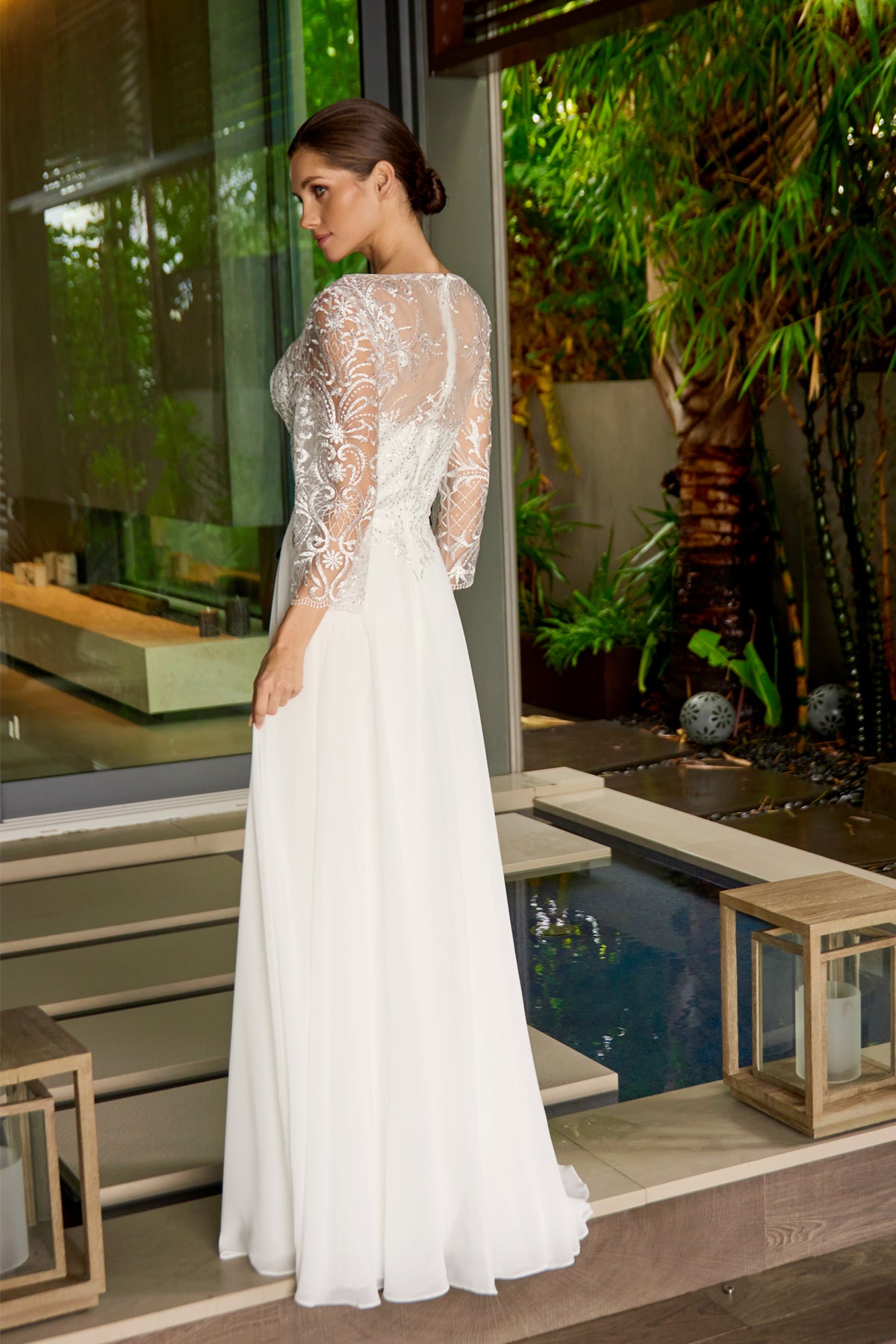 Wedding Dresses Lace Long Beaded Wedding Dress Juliet M11-W Off White