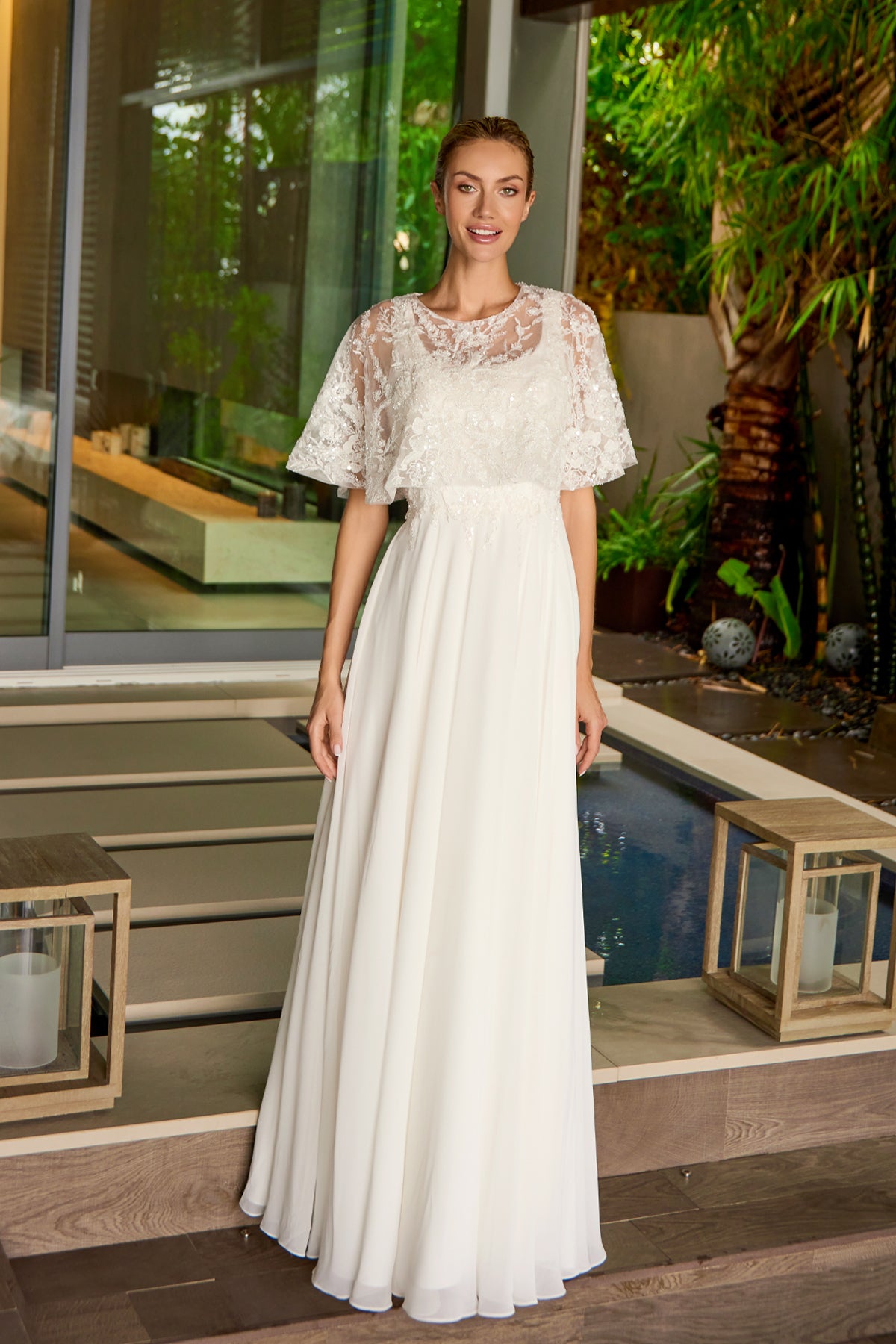 Wedding Dresses Beaded Long Two Piece Wedding Dress Juliet JTM21LW Off White