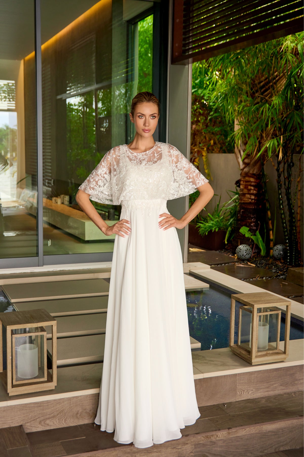 Wedding Dresses Beaded Long Two Piece Wedding Dress Juliet JTM21LW Off White