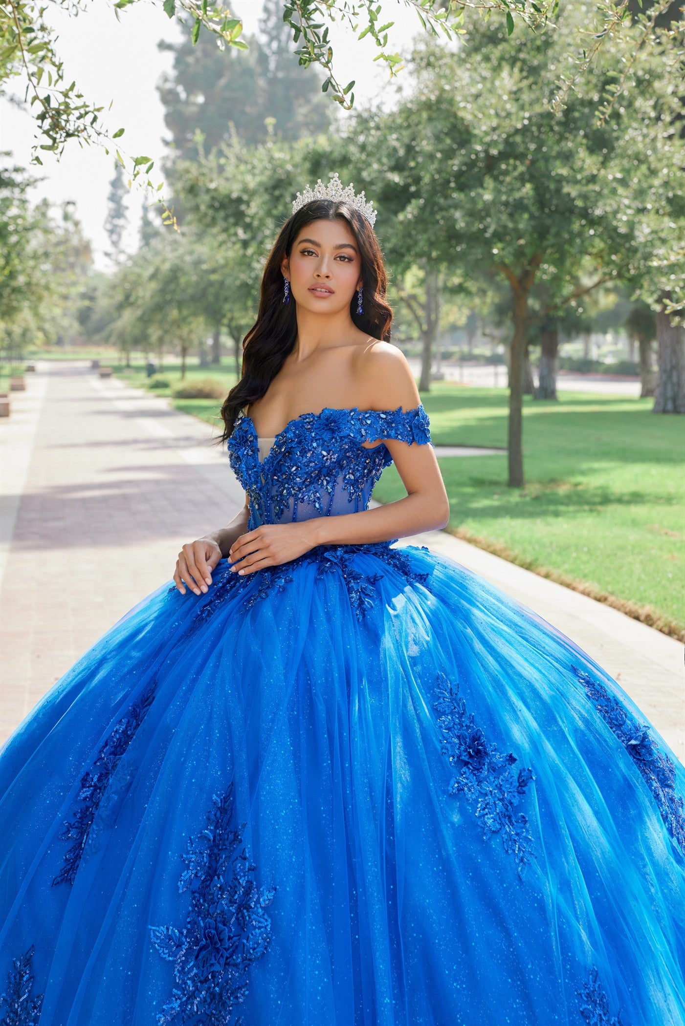 Quinceniera Dresses Long Lace Glitter Quinceniera Dress Juliet JT1505J Royal Blue
