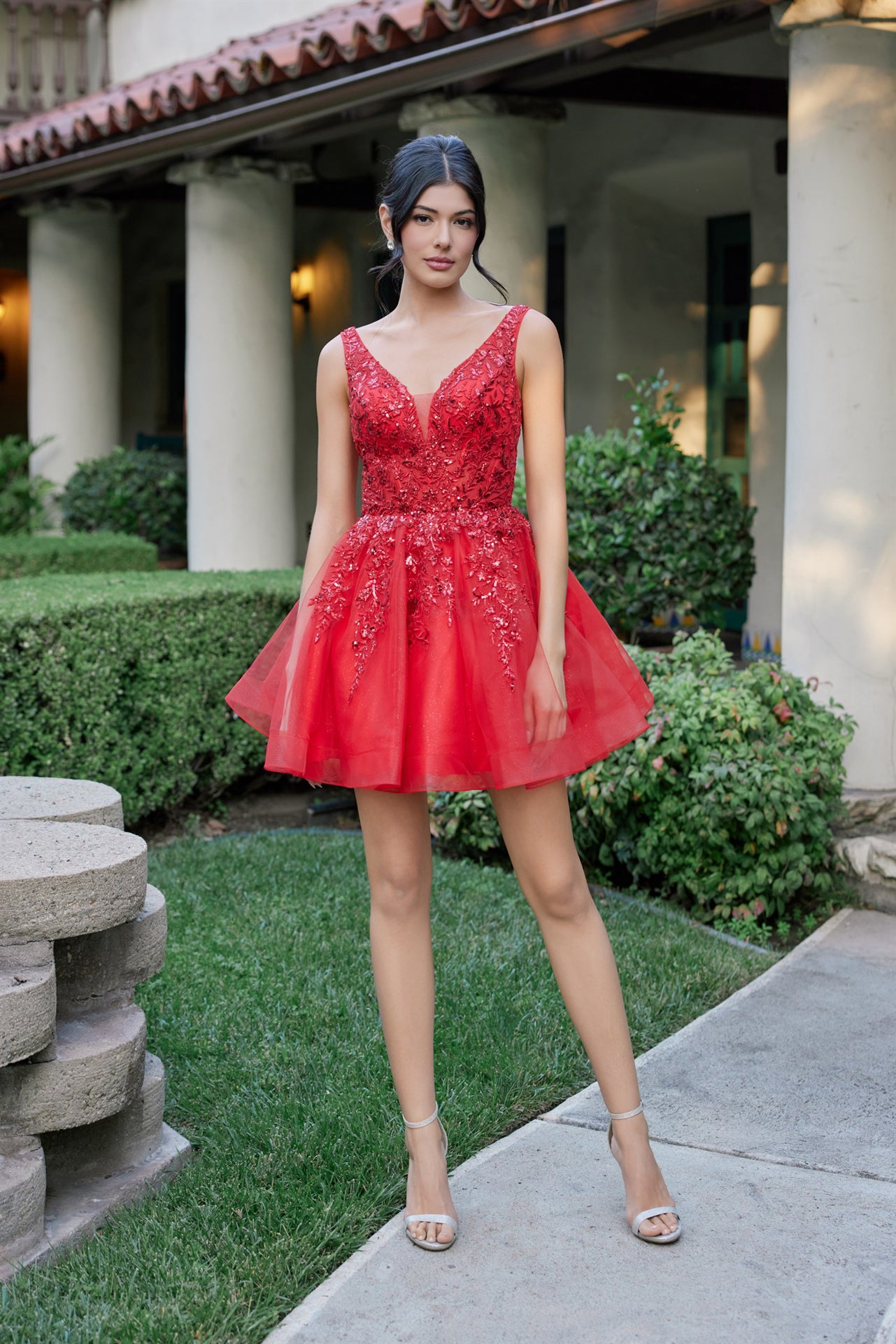 Cocktail Dresses Floral Lace Mini Homecoming A Line Cocktail Dress Red