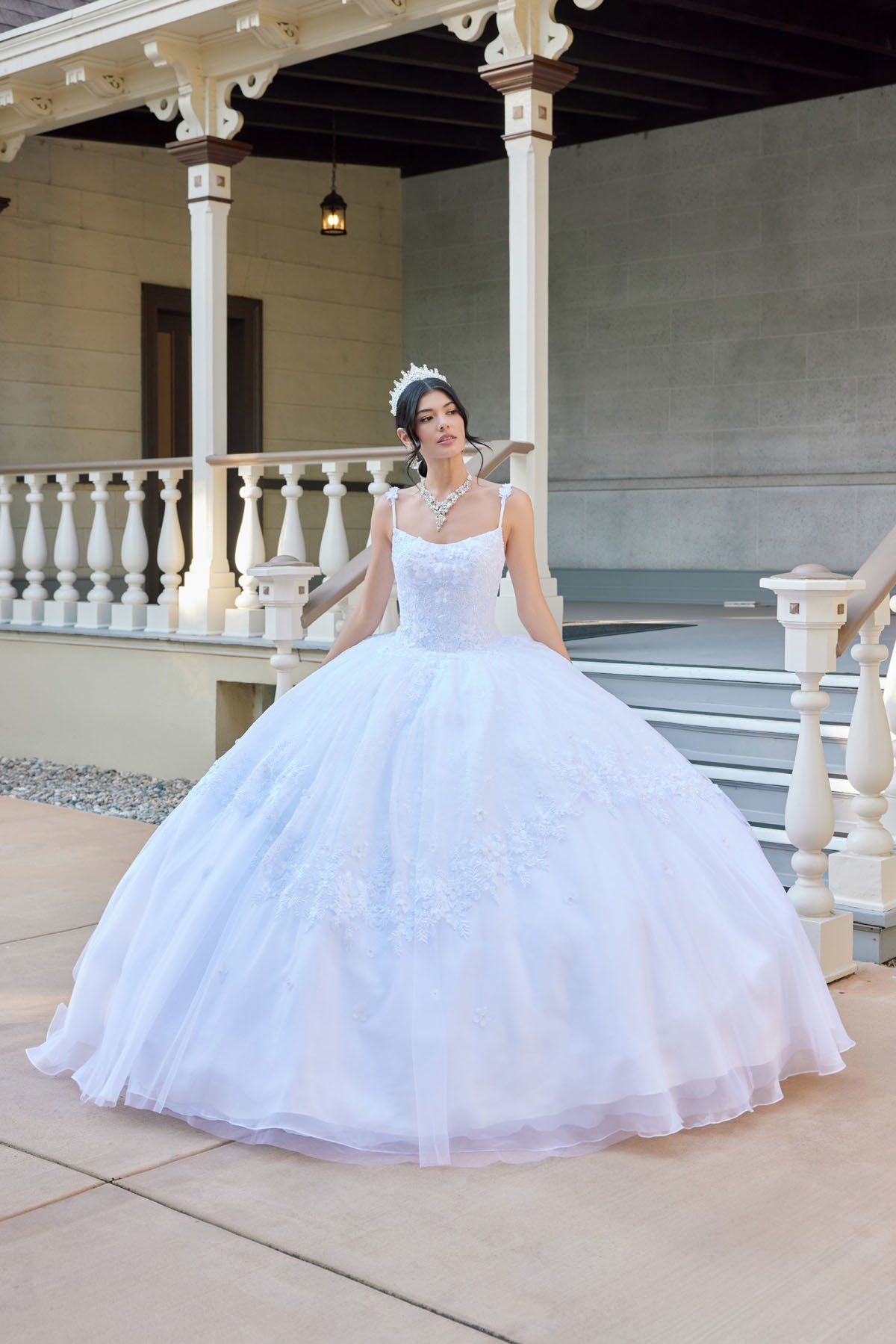 Wedding Dresses Long Corset 3D Floral Lace Wedding Dress Juliet JT1496HW White