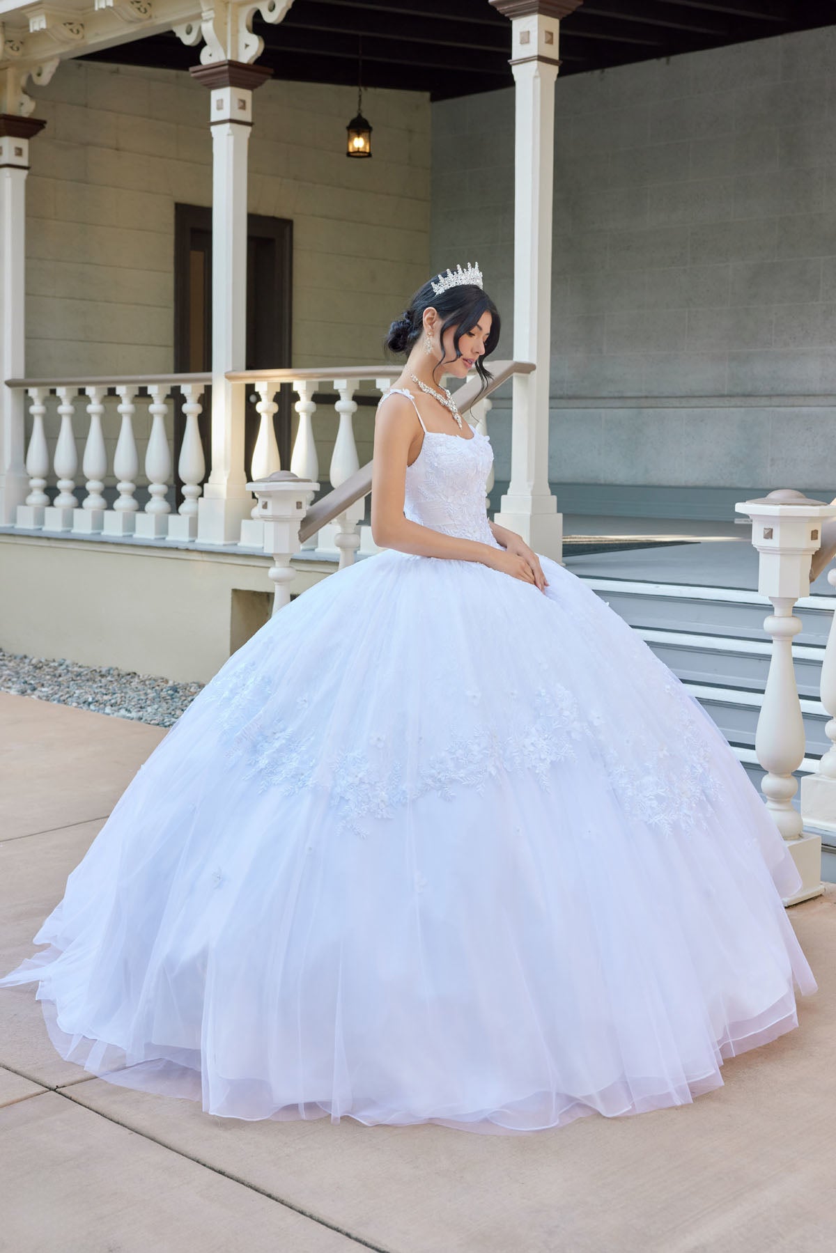 Wedding Dresses Long Corset 3D Floral Lace Wedding Dress Juliet JT1496HW White