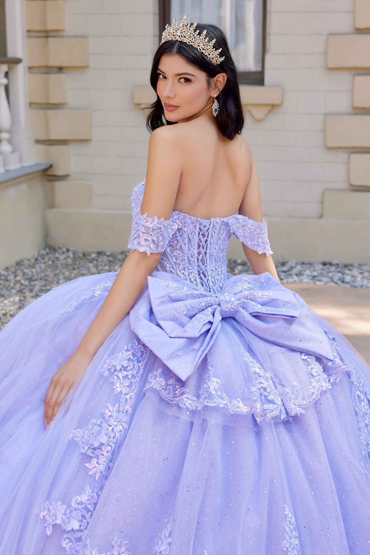 Quinceniera Dresses Long Lace Floral Corset Quinceniera Dress Juliet JT1507J Lilac