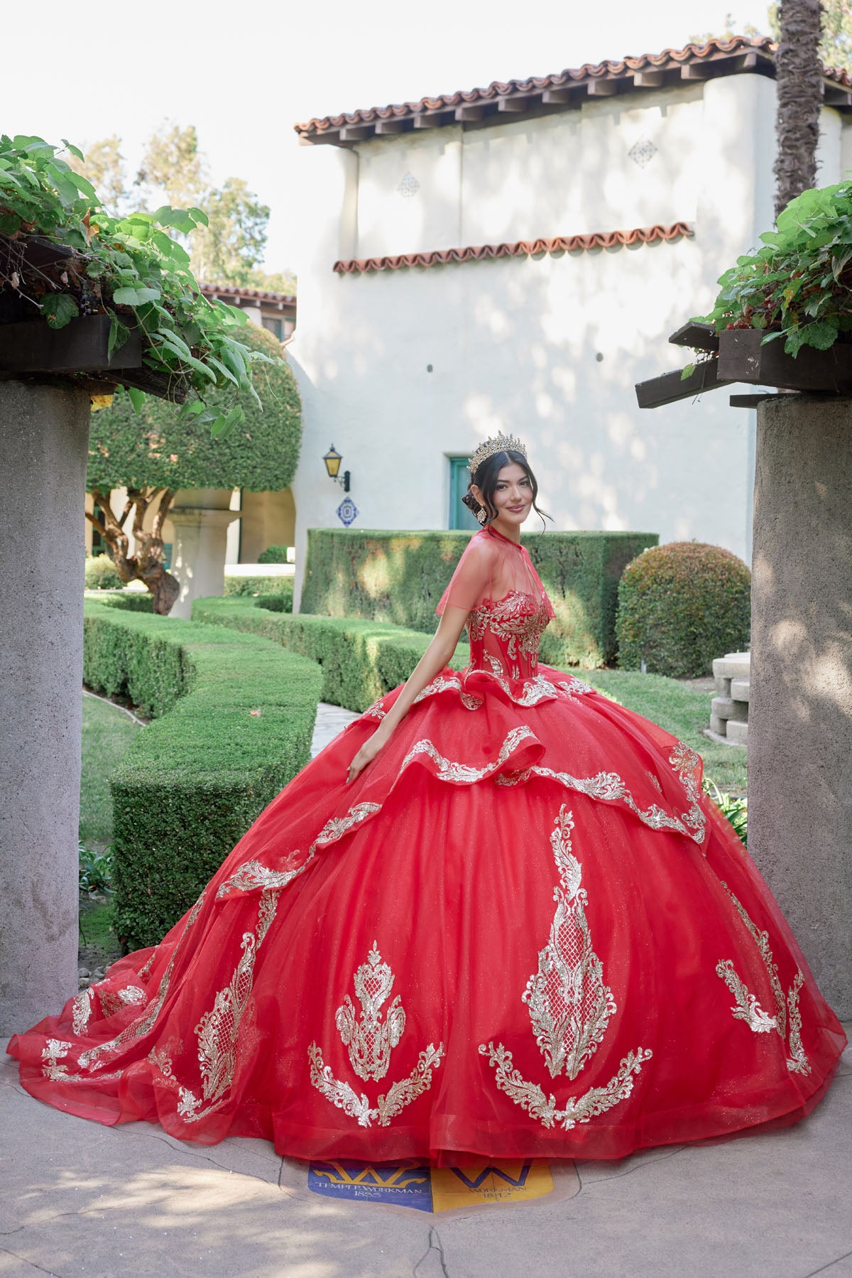 Quinceniera Dresses Long Ball Gown Quinceniera Dress Juliet JT1511H Red/Gold