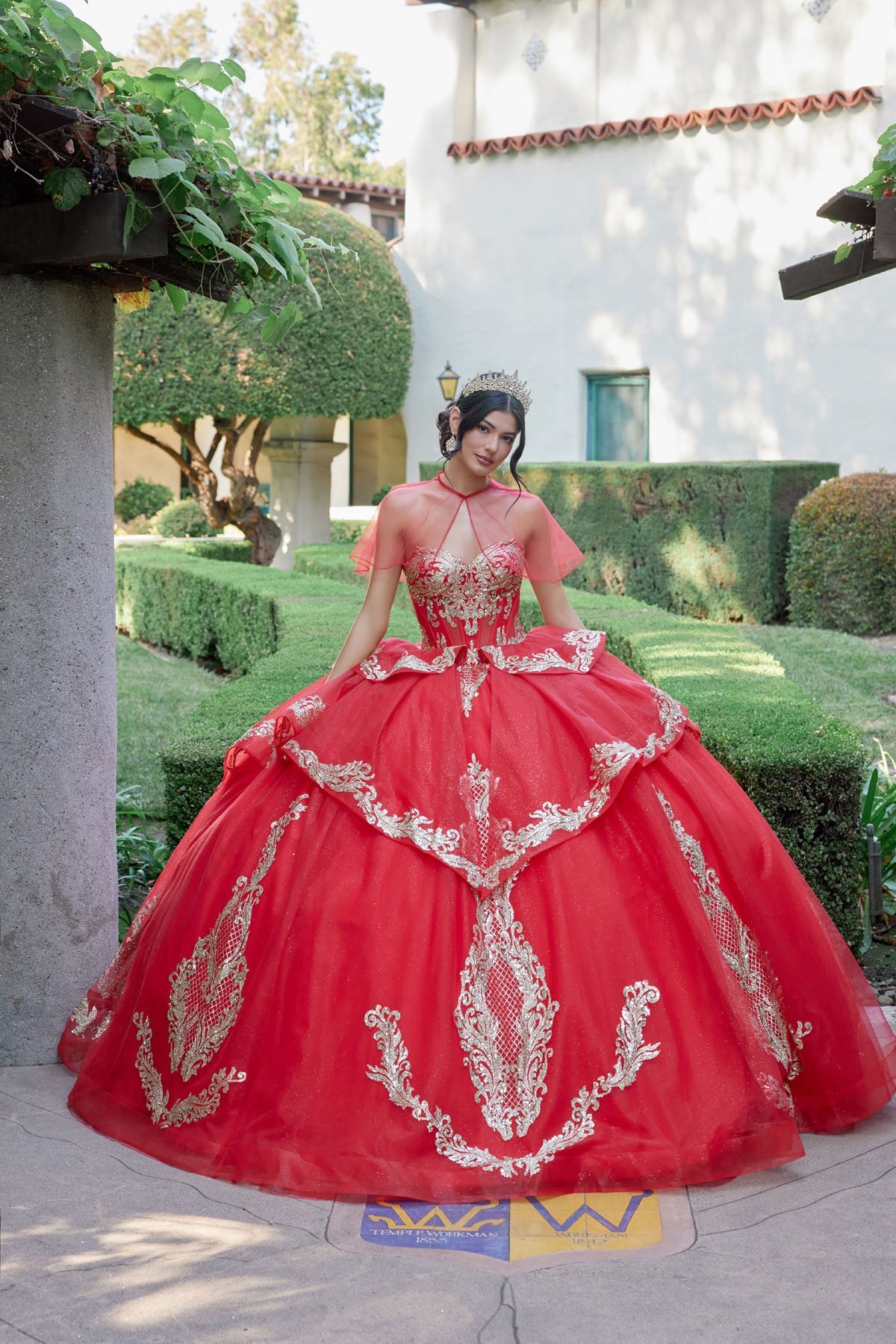 Quinceniera Dresses Long Ball Gown Quinceniera Dress Juliet JT1511H Red/Gold