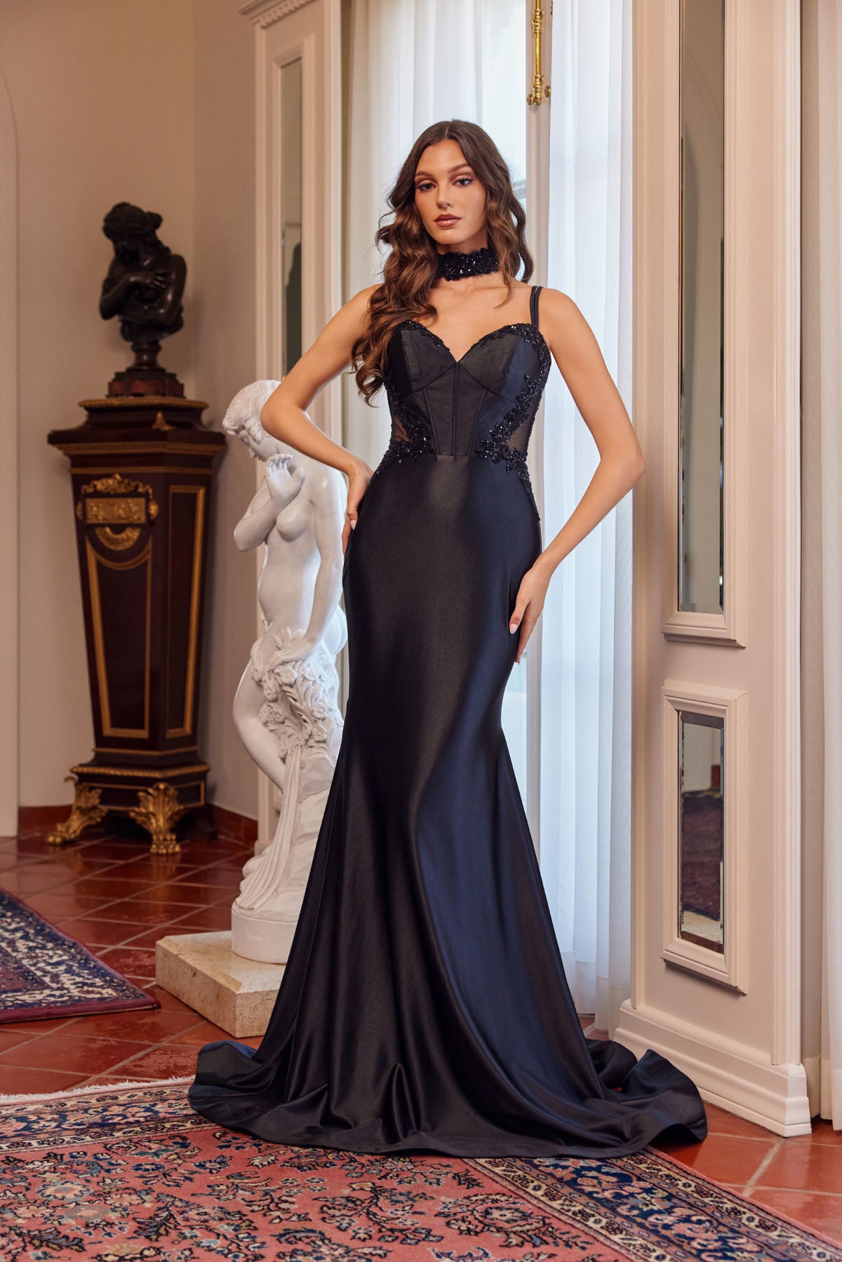 Prom Dresses Long Formal Corset Beaded Mermaid Prom Dress Black