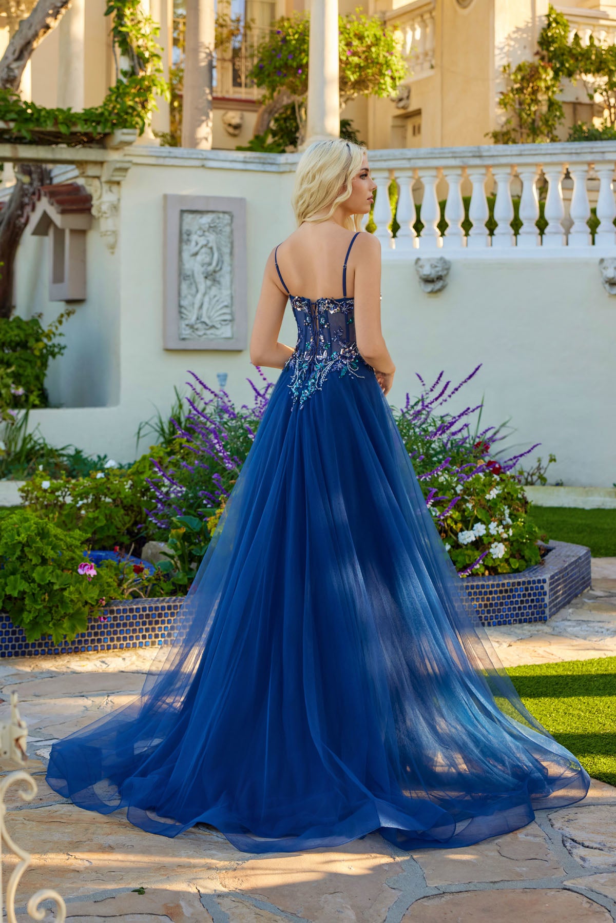 Juliet JT2640G Long Formal Corset 3D Floral A Line Prom Dress  The Dress  Outlet