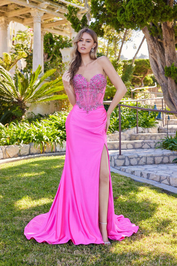 Long Formal Prom Evening Dress Fitted Slit Juliet JT2648K