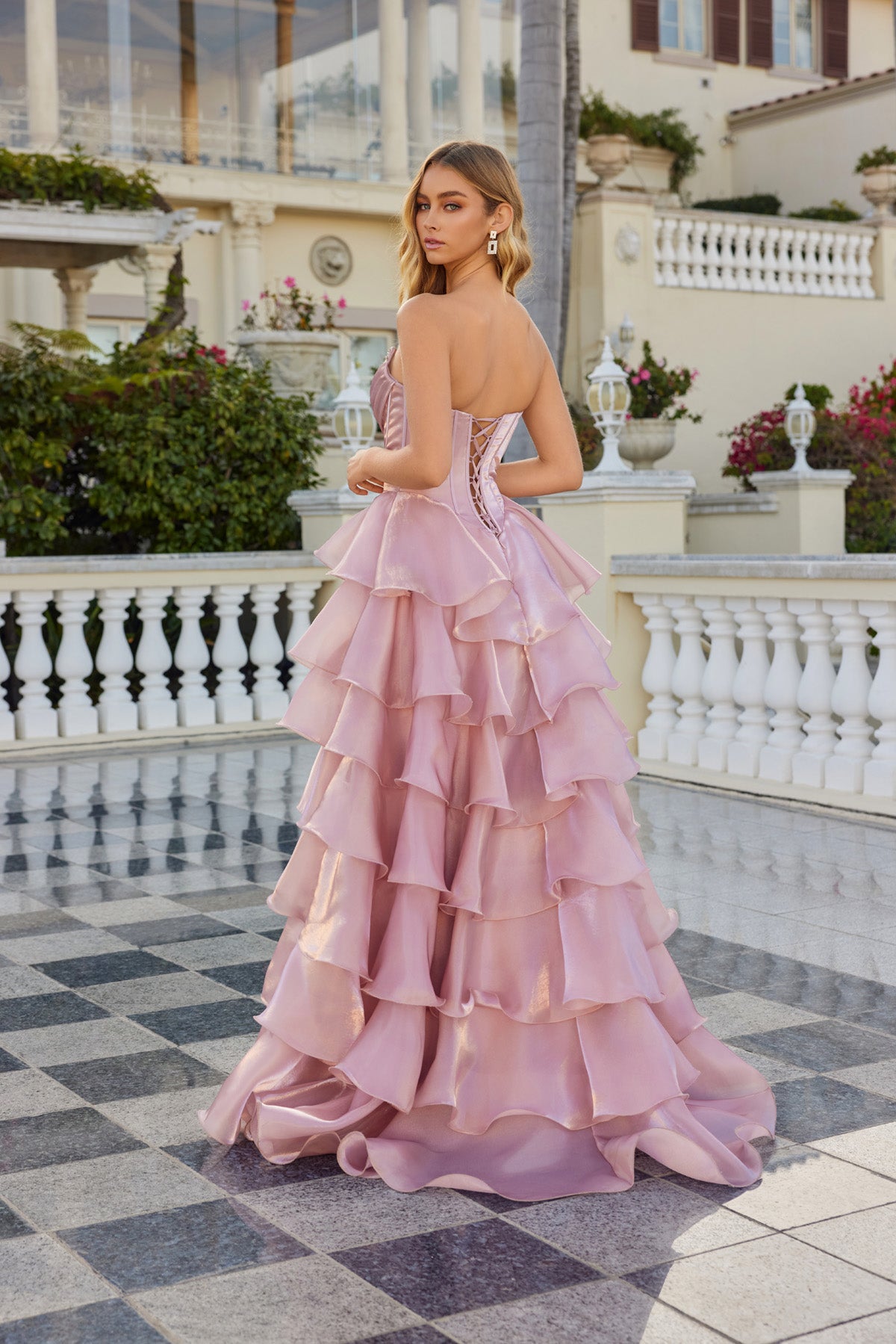 strapless open back dress Juliet JT2438K Long Prom Dress main image 1