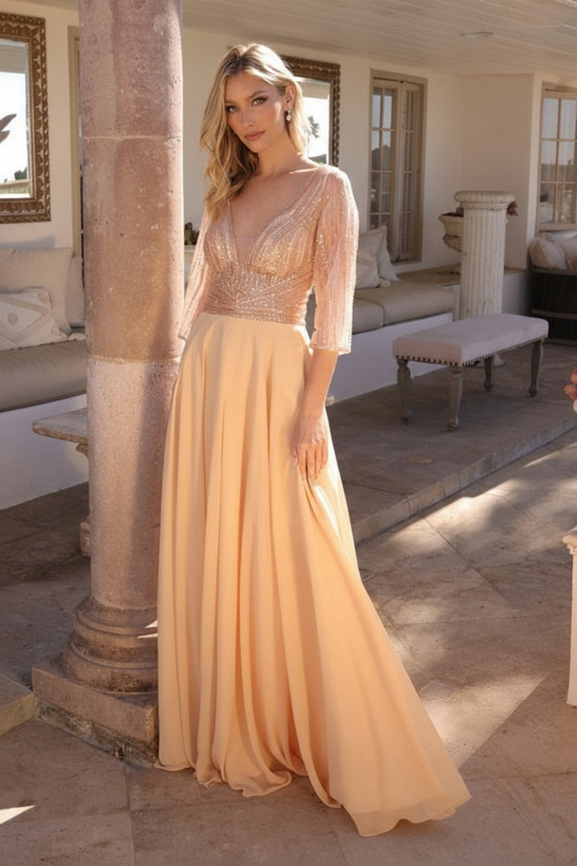 Plus Size Dresses Long Mother of the Bride Plus Size Dress Gold