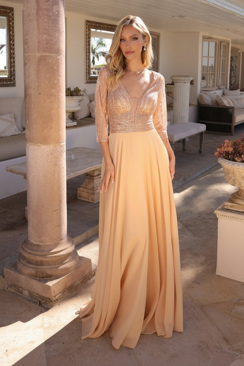 Plus Size Dresses Long Mother of the Bride Plus Size Dress Gold