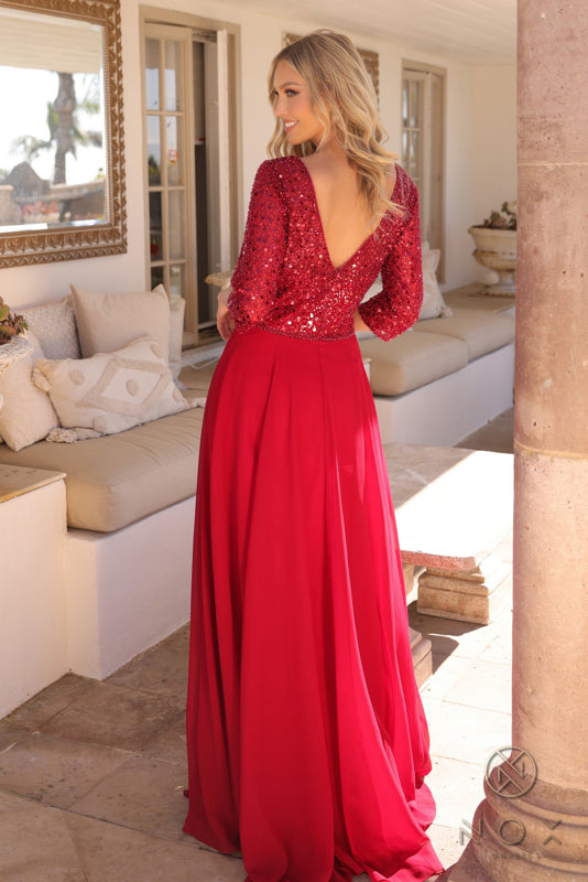 Nox Anabel MF103 Long Plus Size A Line Sequin Formal Dress