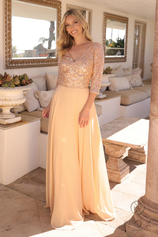 Nox Anabel MF103 Long Plus Size A Line Sequin Formal Dress