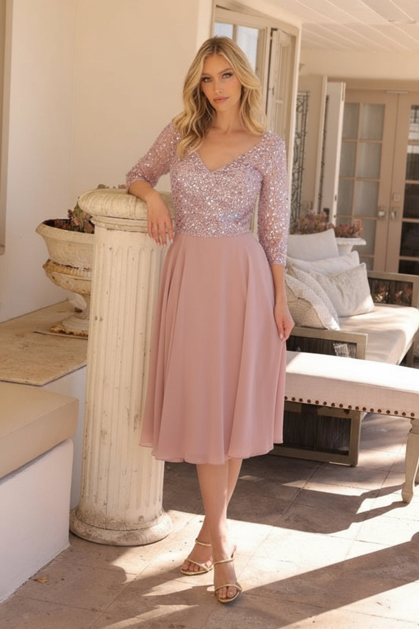 Cocktail Dresses Short Mother of the Bride Plus Size Dress Pale Mauve
