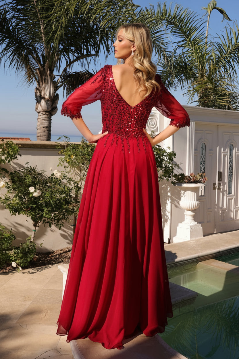 Plus Size Dresses Plus Size Long Formal Mother of the Bride Dress Burgundy