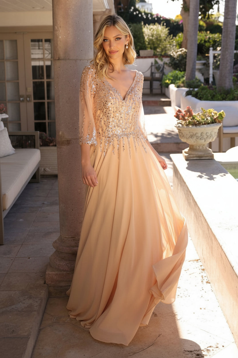Plus Size Dresses Plus Size Long Formal Mother of the Bride Dress Gold