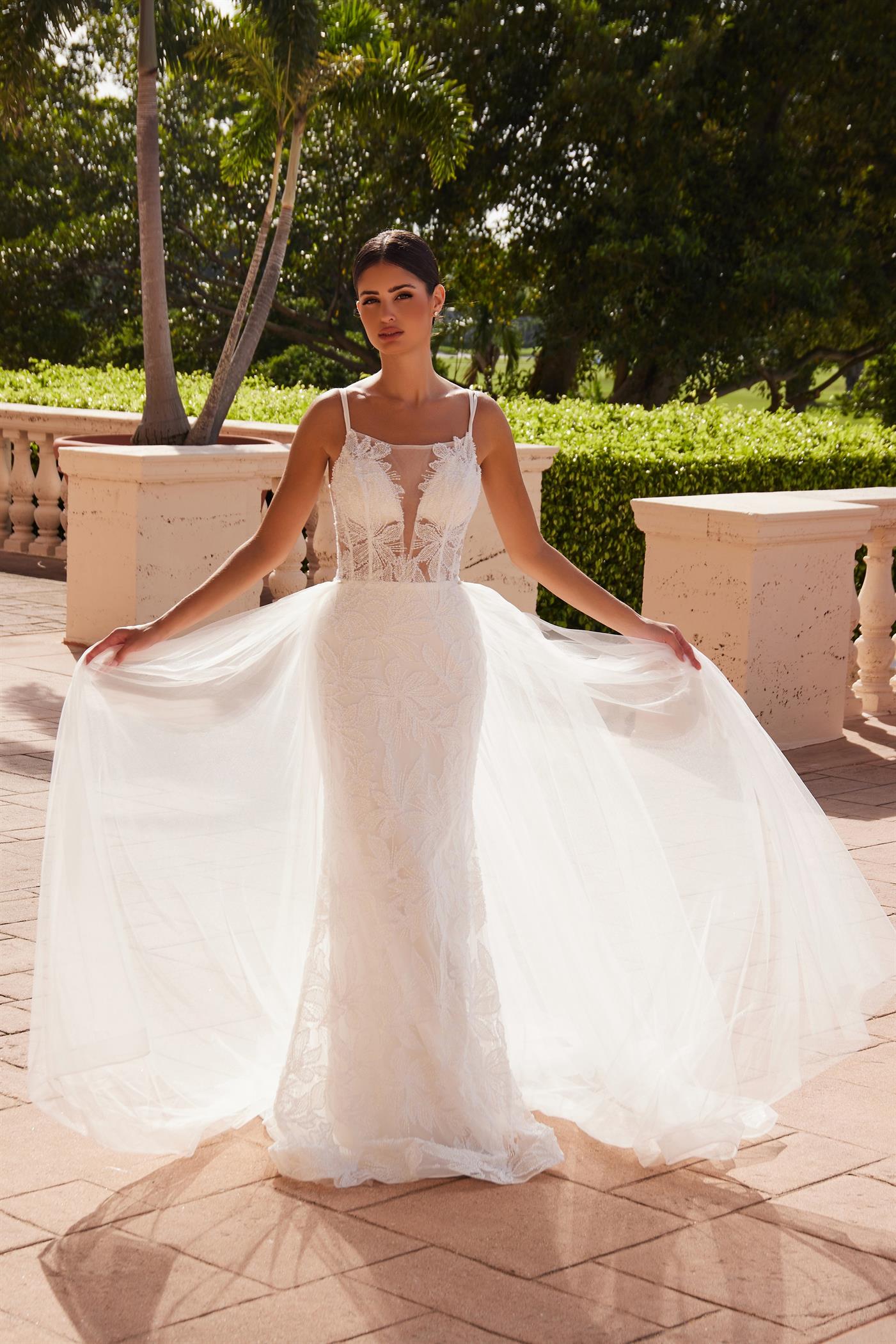 Nox Anabel C1628W Long Beaded Wedding Dress