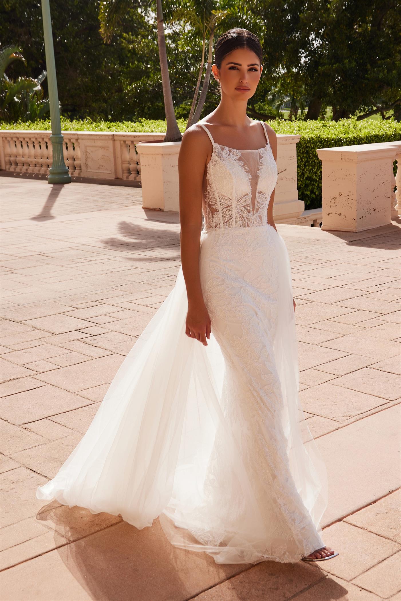 Nox Anabel C1628W Long Beaded Wedding Dress