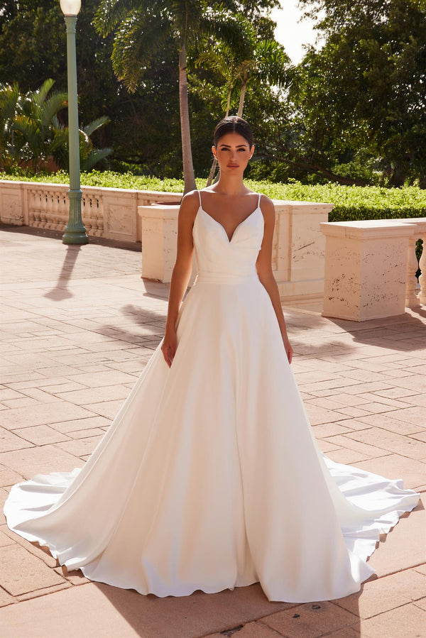 Nox Anabel JE1015 Bridal Gown Long Pleated Wedding Dress