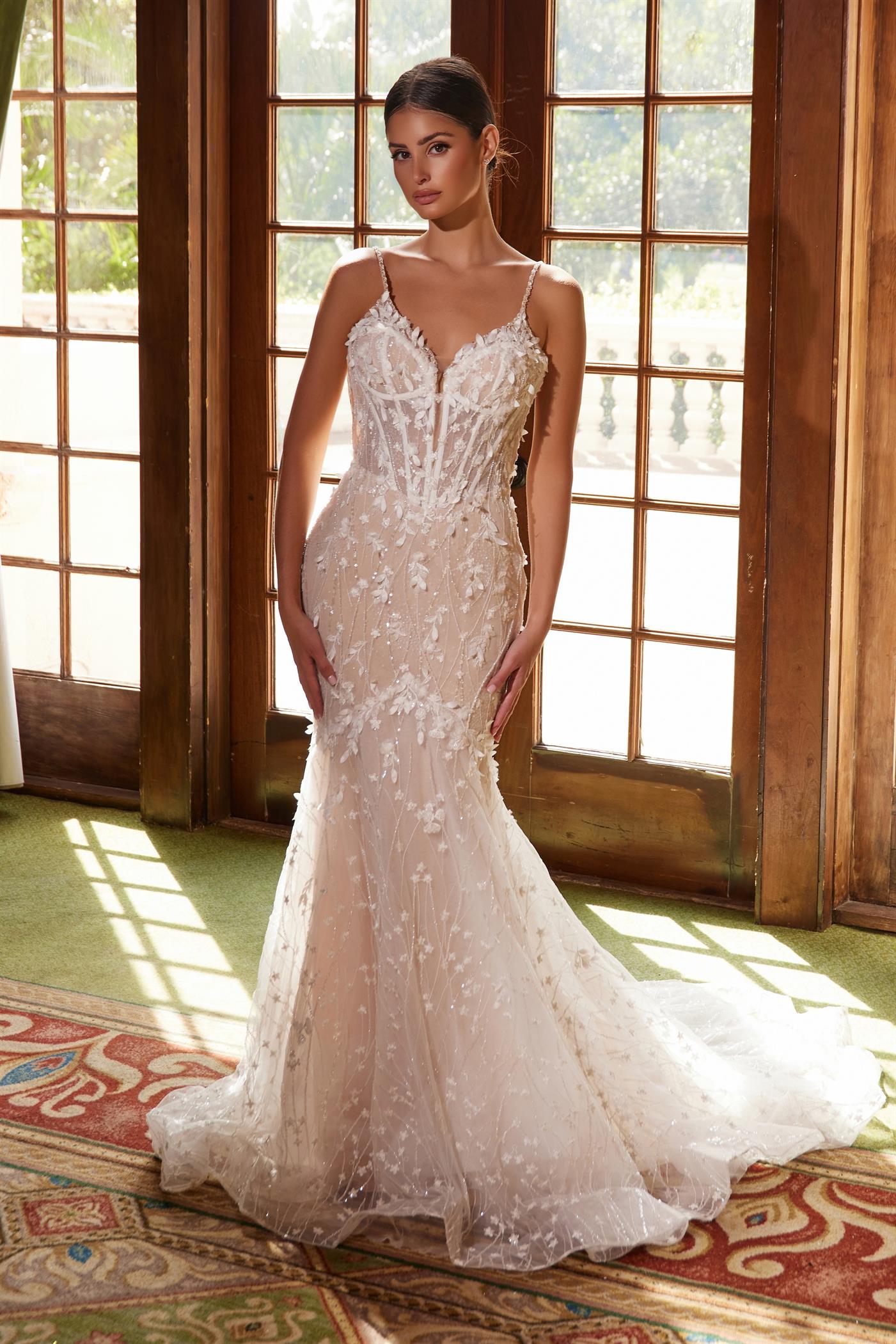 Nox Anabel JE1023L Long Beaded Applique Wedding Dress