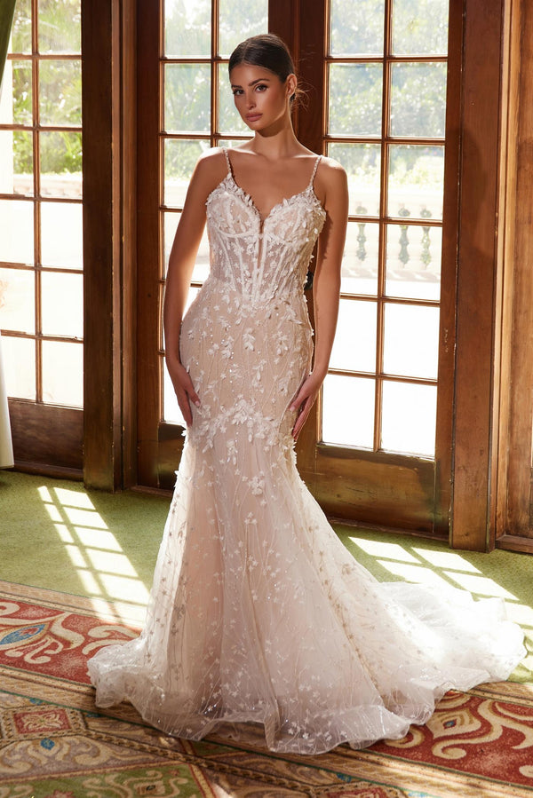 Nox Anabel JE1023L Long Beaded Applique Wedding Dress