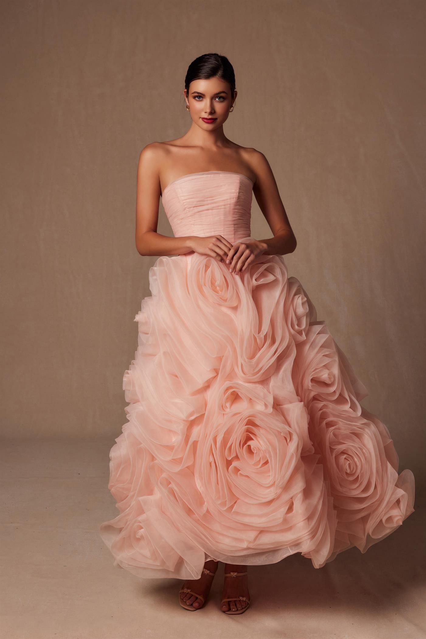 Nox Anabel JQ1037 Tea Length Layered Wedding Dress