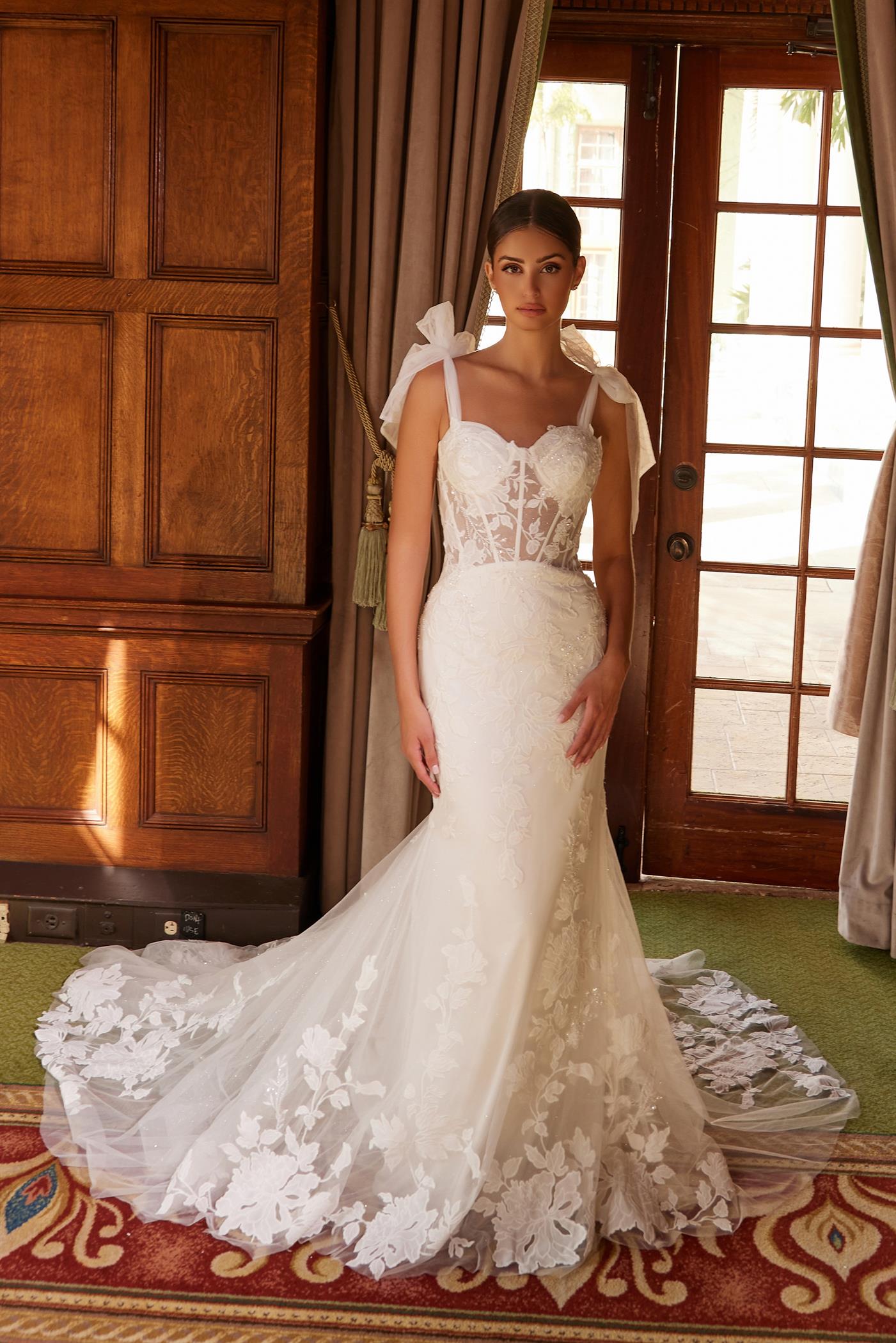 Nox Anabel JW1033L Long Floral Wedding Dress