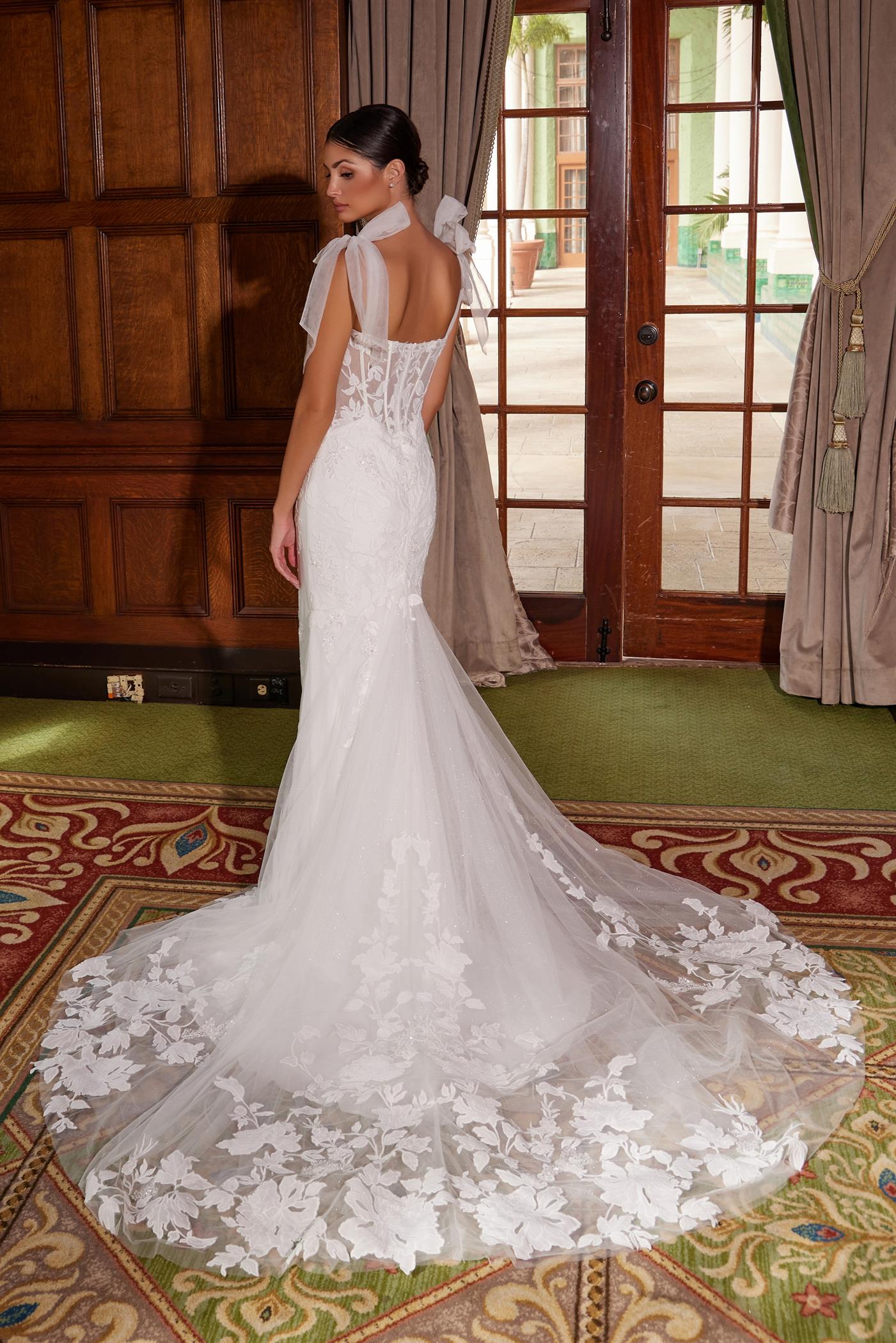 Nox Anabel JW1033L Long Floral Wedding Dress
