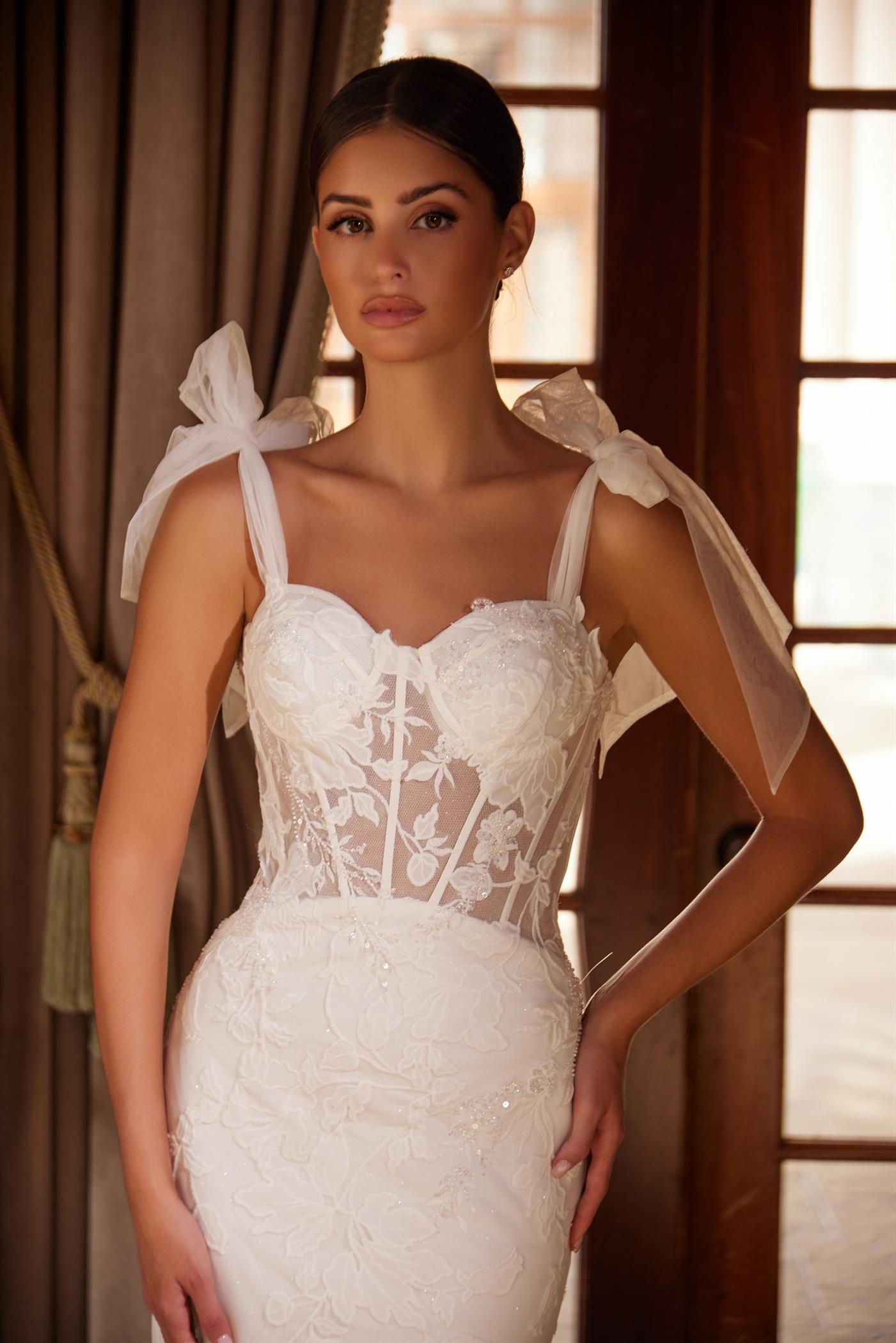 Nox Anabel JW1033L Long Floral Wedding Dress