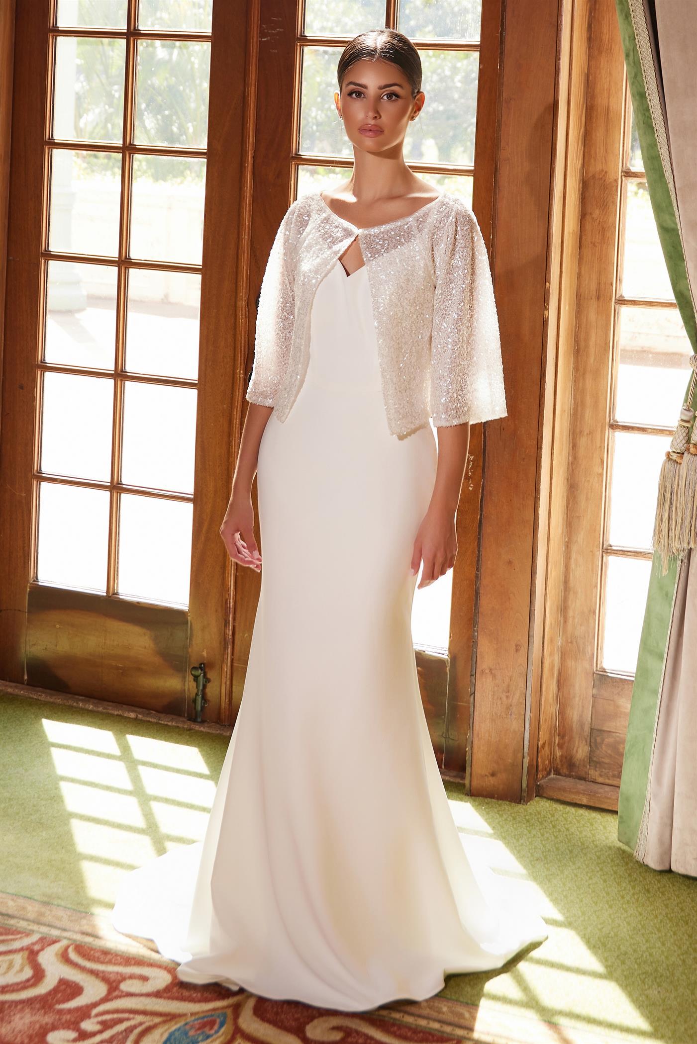 Nox Anabel JW1030 Long Sequin Two Piece Wedding Dress