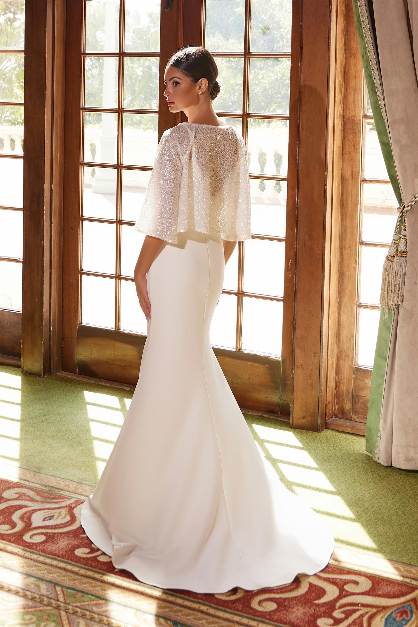 Nox Anabel JW1030 Long Sequin Two Piece Wedding Dress