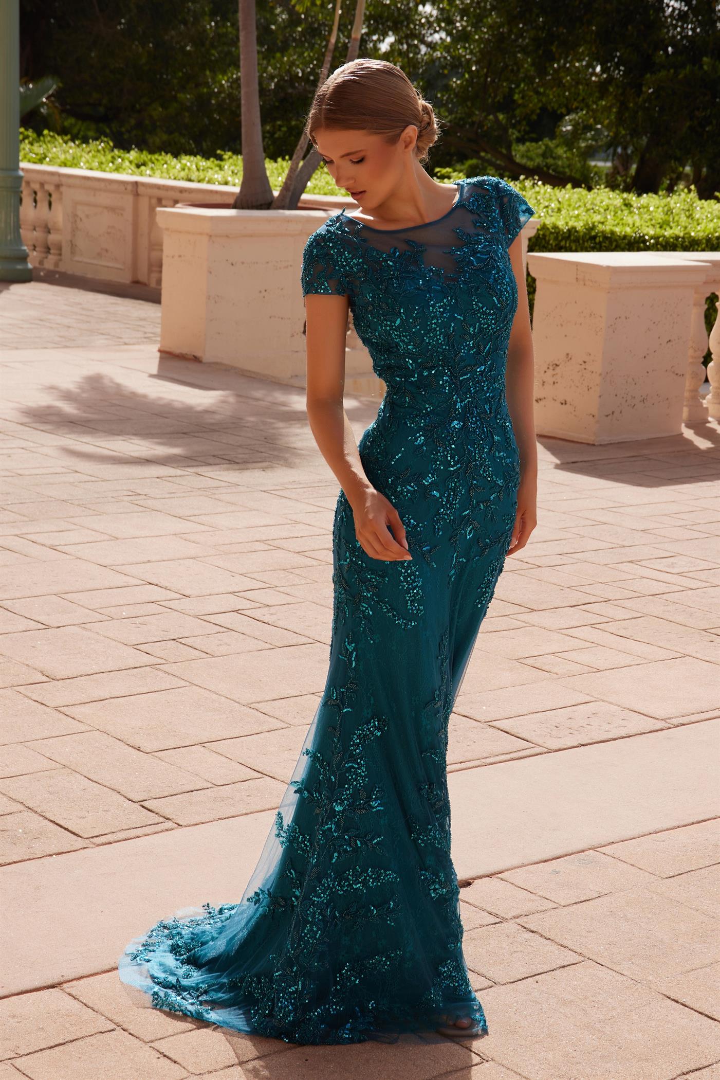 strapless open back dress Nox Anabel MT110 Prom Dress - Teal