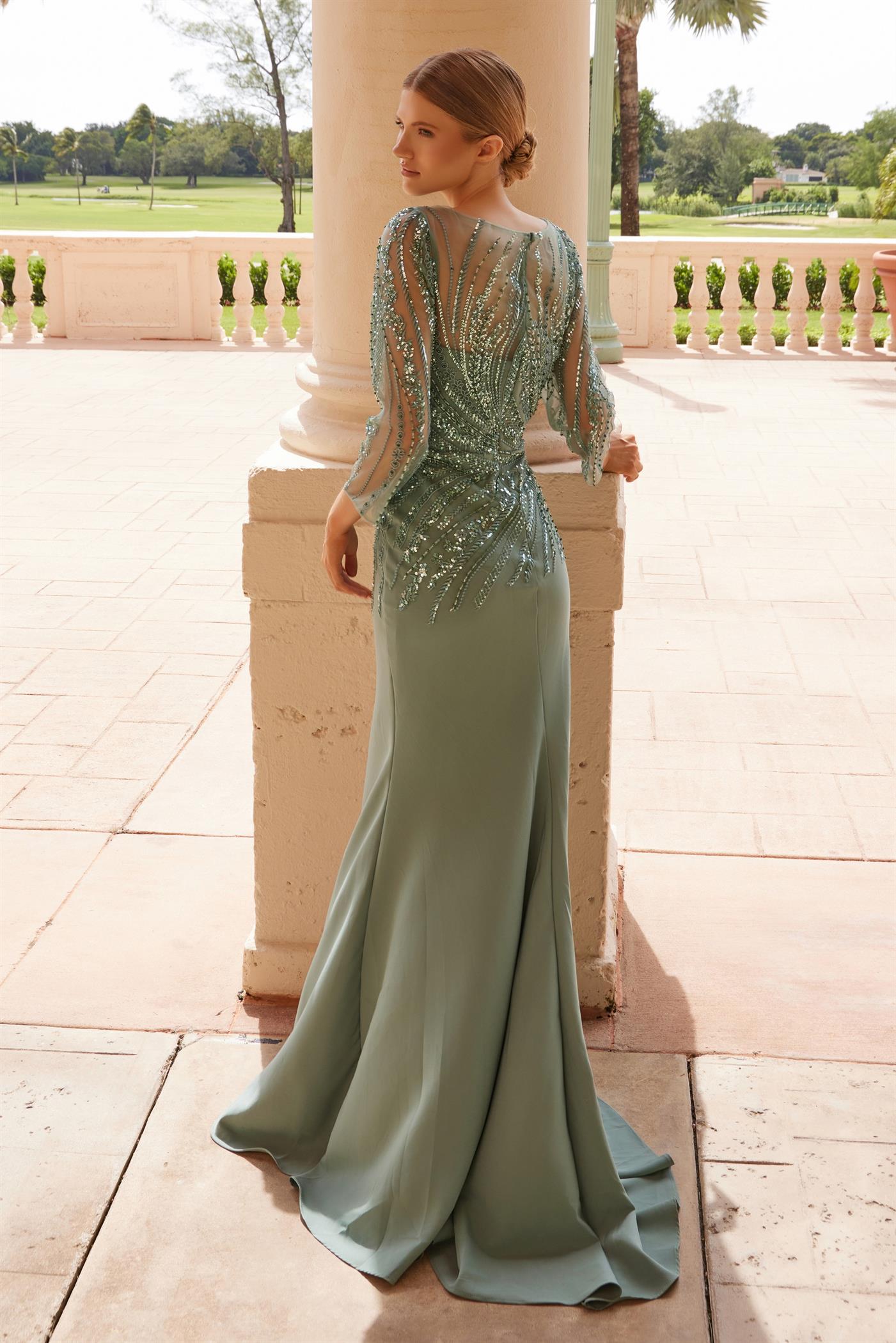 Mother of the Bride Dresses Long Evening Gown Beaded Mother of the Bride Dress Green 