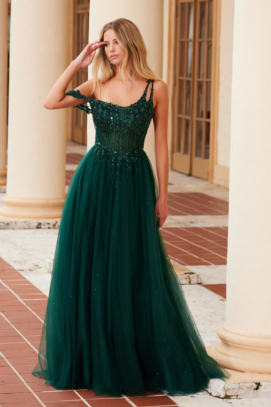 Nox Anabel F1567 Long A Line Formal Prom Dress - Gold / 8 Nox Anabel F1567 Long A Line Formal Prom Dress - Gold / 8
