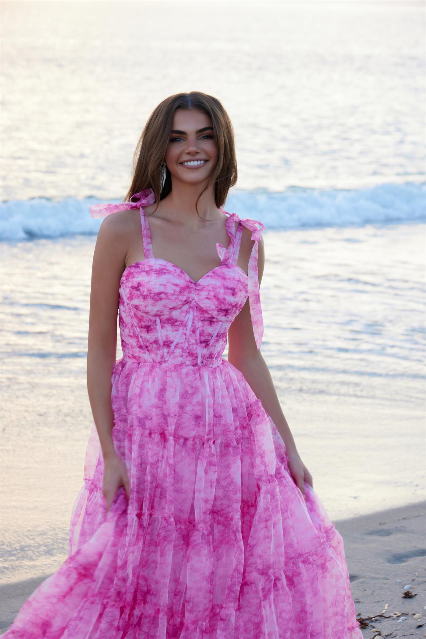 Prom Dresses Long Layered Formal A Line Prom Dress Fuchsia
