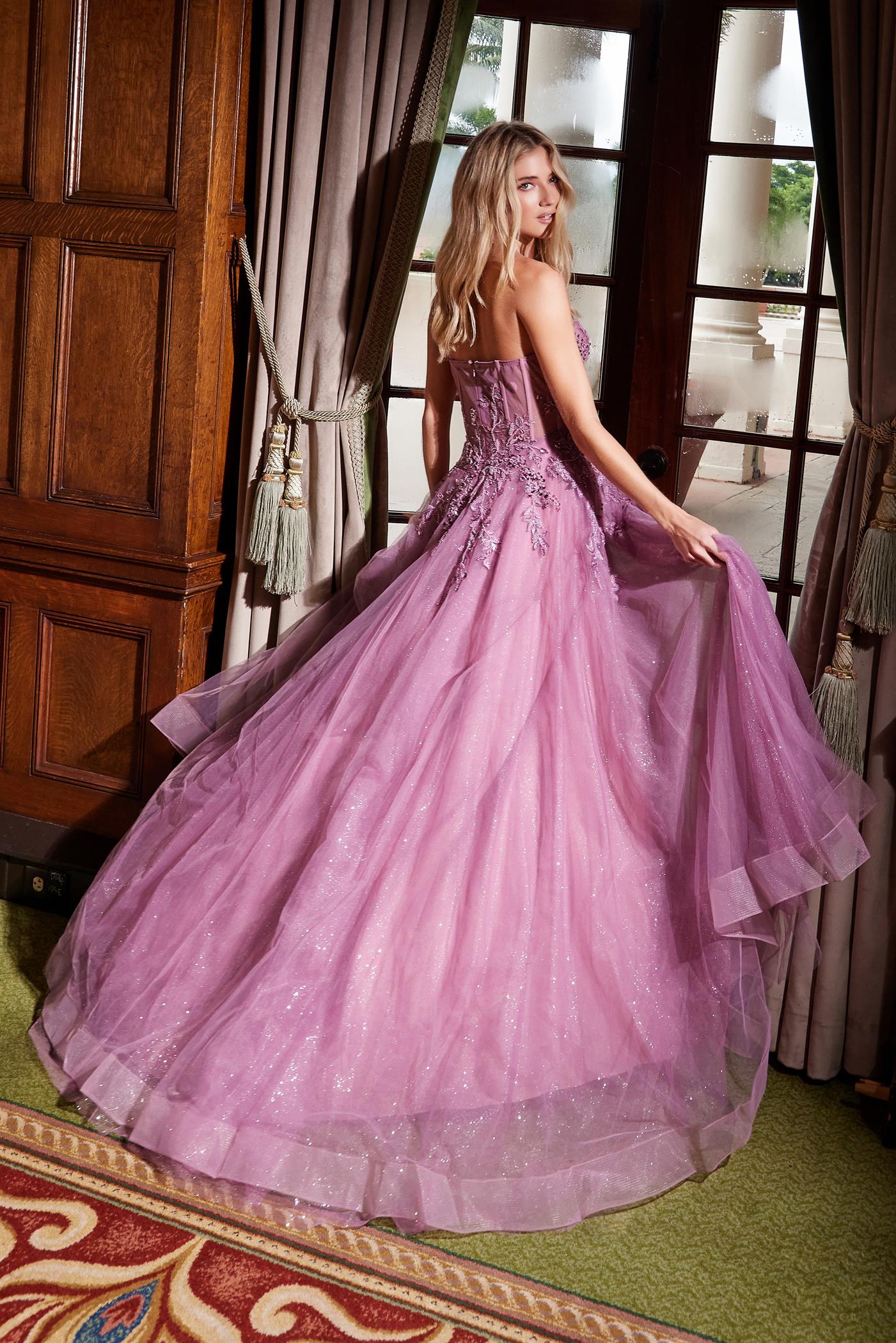 Prom Dresses A Line Long Sequin Formal Prom Dress Dark Rose