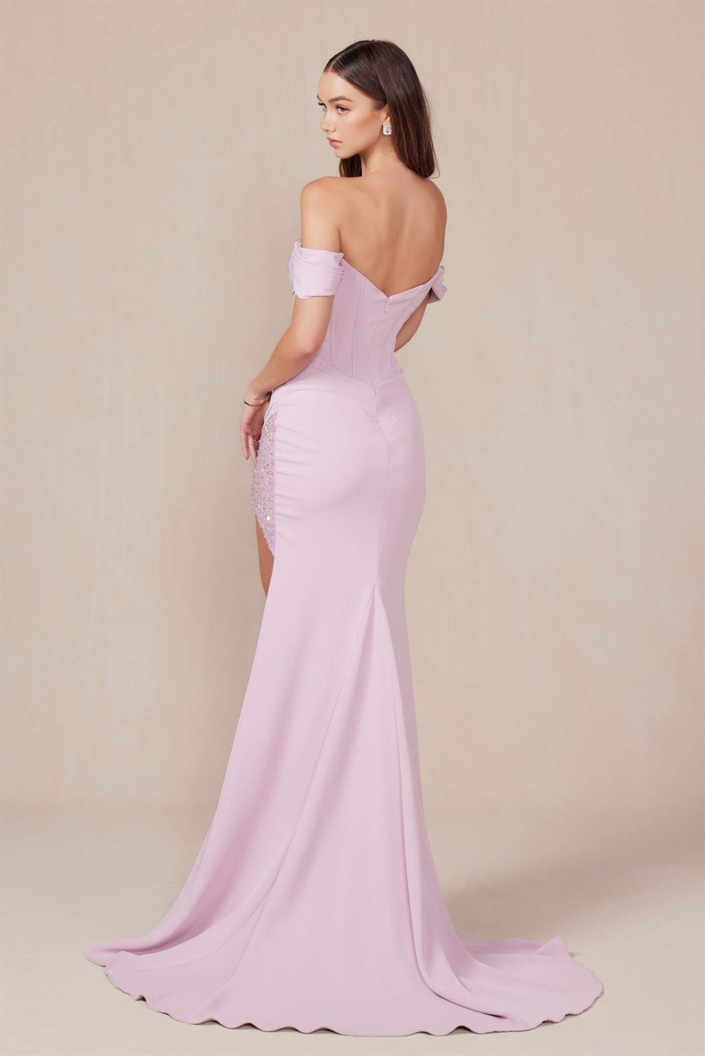 Nox Anabel Y1483 Sequin Long Formal Slit Prom Dress