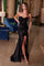 Prom Dresses Long Prom Glitter Slit Detail Formal Dress Black