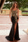 Prom Dresses Fitted Prom Long Glitter Formal Dress Black/Gold